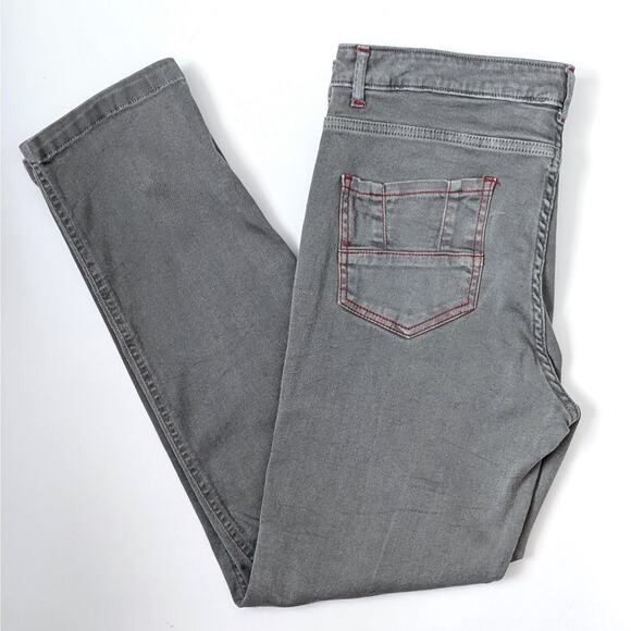 Elisa Cavaletti Pants Embellished Gray Skinny Jeans Crystal Patchwork Womens 12 - Picture 11 of 14